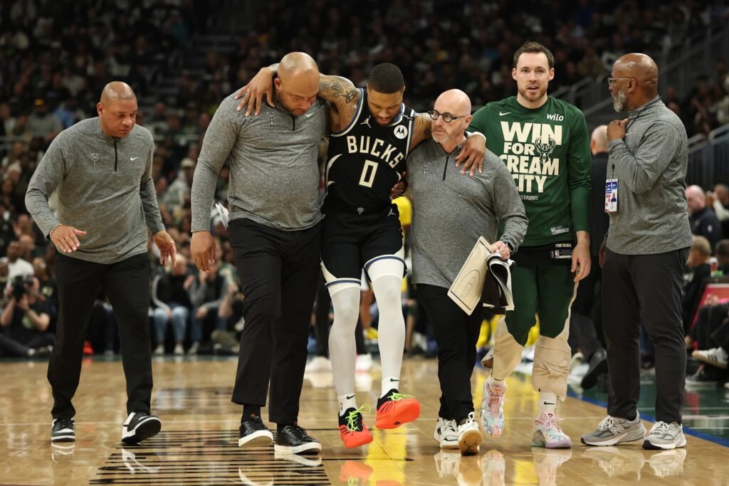 Damian Lillard's Achilles Injury: NBA Community Reacts to Potential Setback in Bucks vs. Pacers Game 6 Damian Lillard's